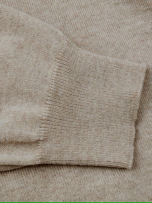 Sweater Knitted V-Neck Merino Wool - 230 Beige