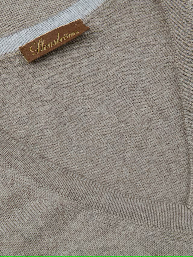 Sweater Knitted V-Neck Merino Wool - 260 Light Brown