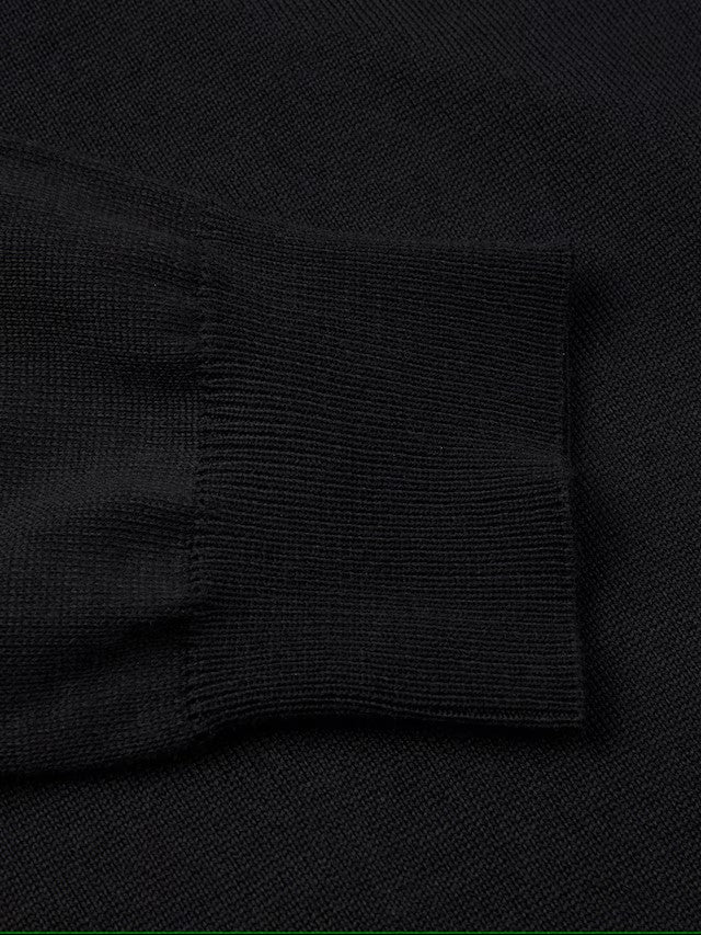 Sweater Knitted V-Neck Merino Wool - 600 Black