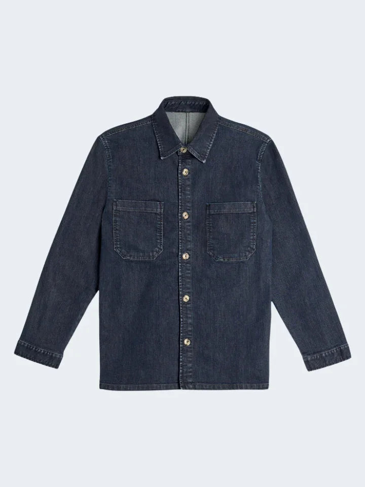 Sand mörkblå Super Stretch Denim Overshirt