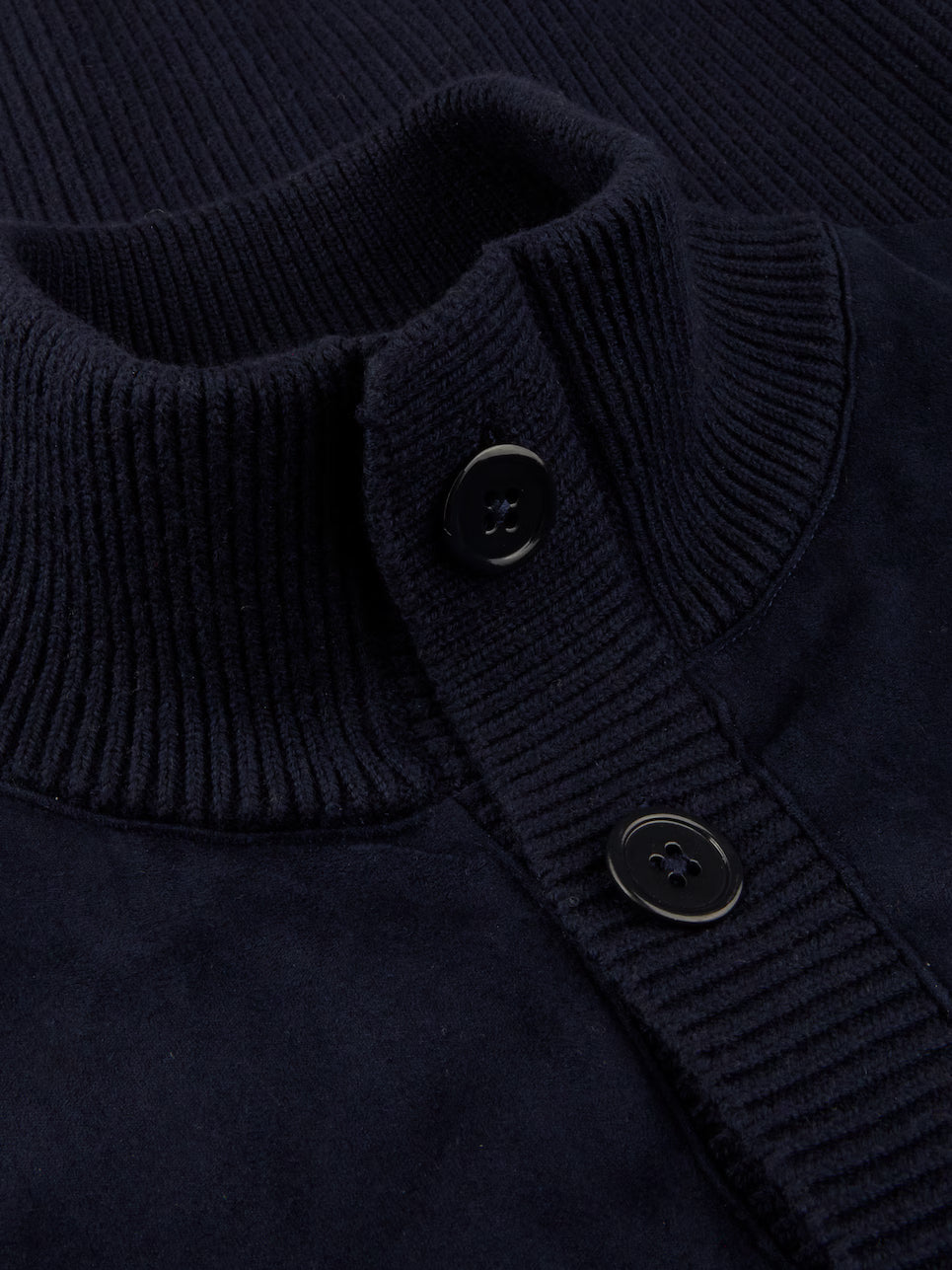 Cardigan Knitted Hybrid Buttoned Alcantara - 180 Navy