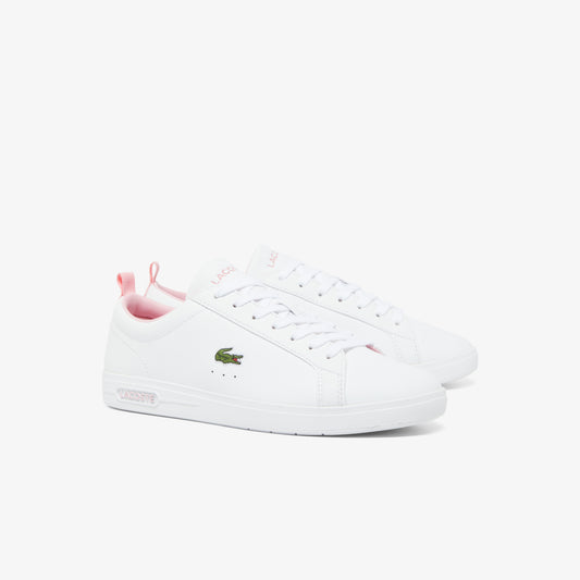 Lacoste vita sneakers herr med rosa detaljer och broderad logotyp