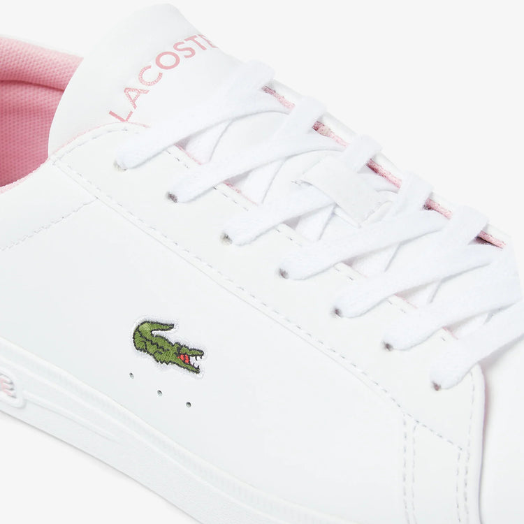 Lacoste vit sneaker herr med rosa fodring och snörning