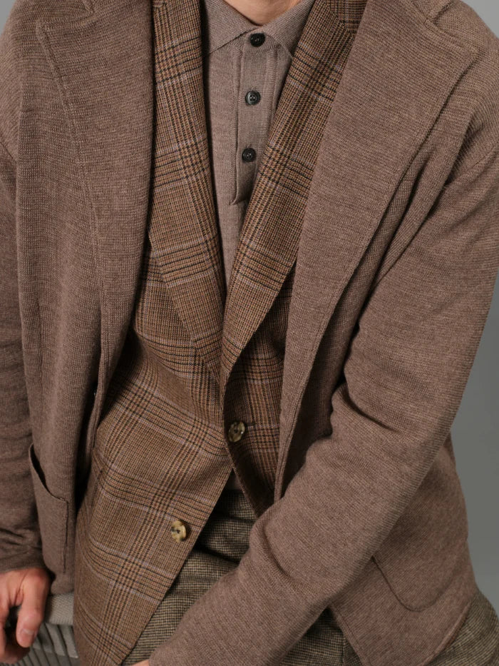 Milano stickad cardigan - Dark Camel