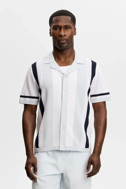 Remus Resort Collar Knit Polo - Skywriting