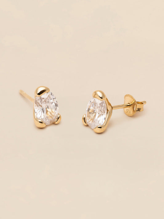 Embla stud earrings - Crystal 925 Sterling Silver, 18k gold plating