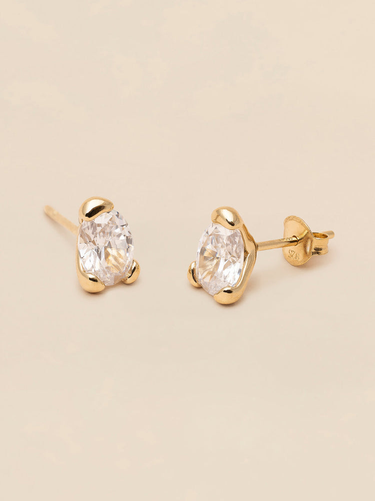 Embla stud earrings - Crystal 925 Sterling Silver, 18k gold plating