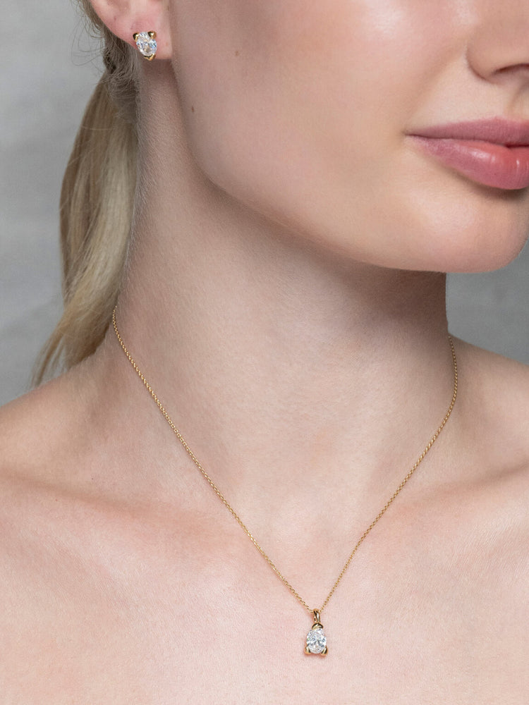 Embla necklace - Crystal 925 Sterling Silver, 18k gold plating