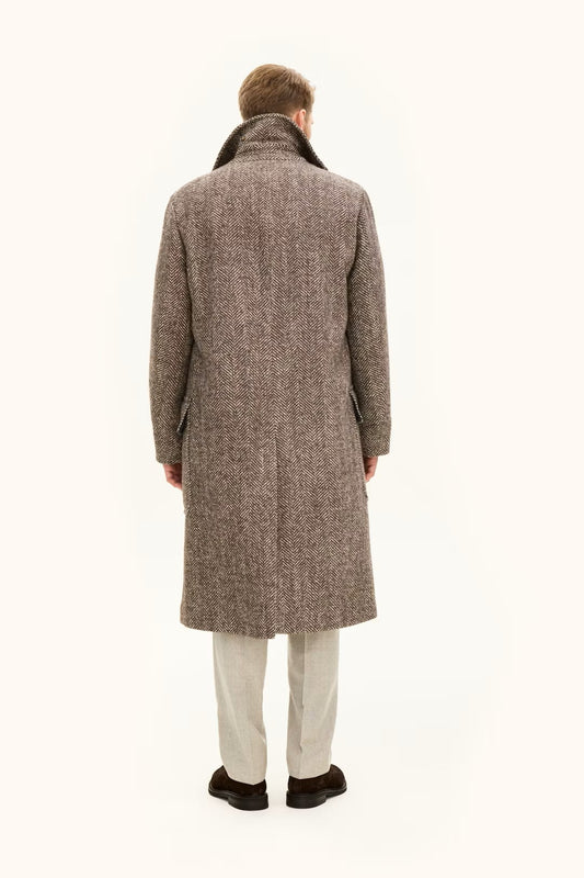 Dubbelknäppt Rock Fiskbensvävd Struktur - Coffe Brown