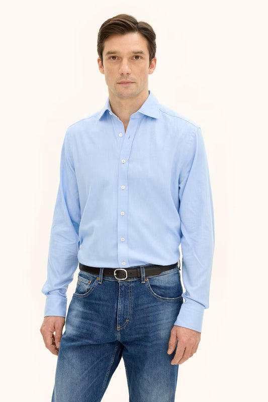 Reg Fit Cut Away Brushed Flannel - 270 Deep Blue