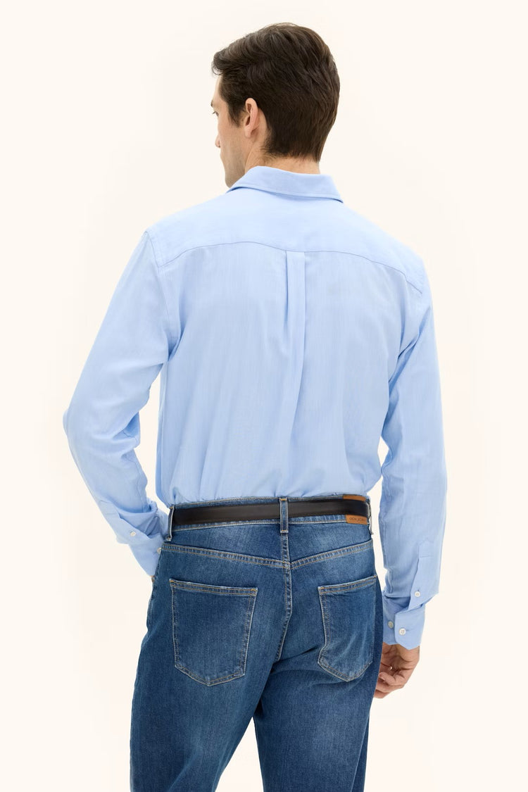 Regular Fit Flannelskjorta - Deep Blue