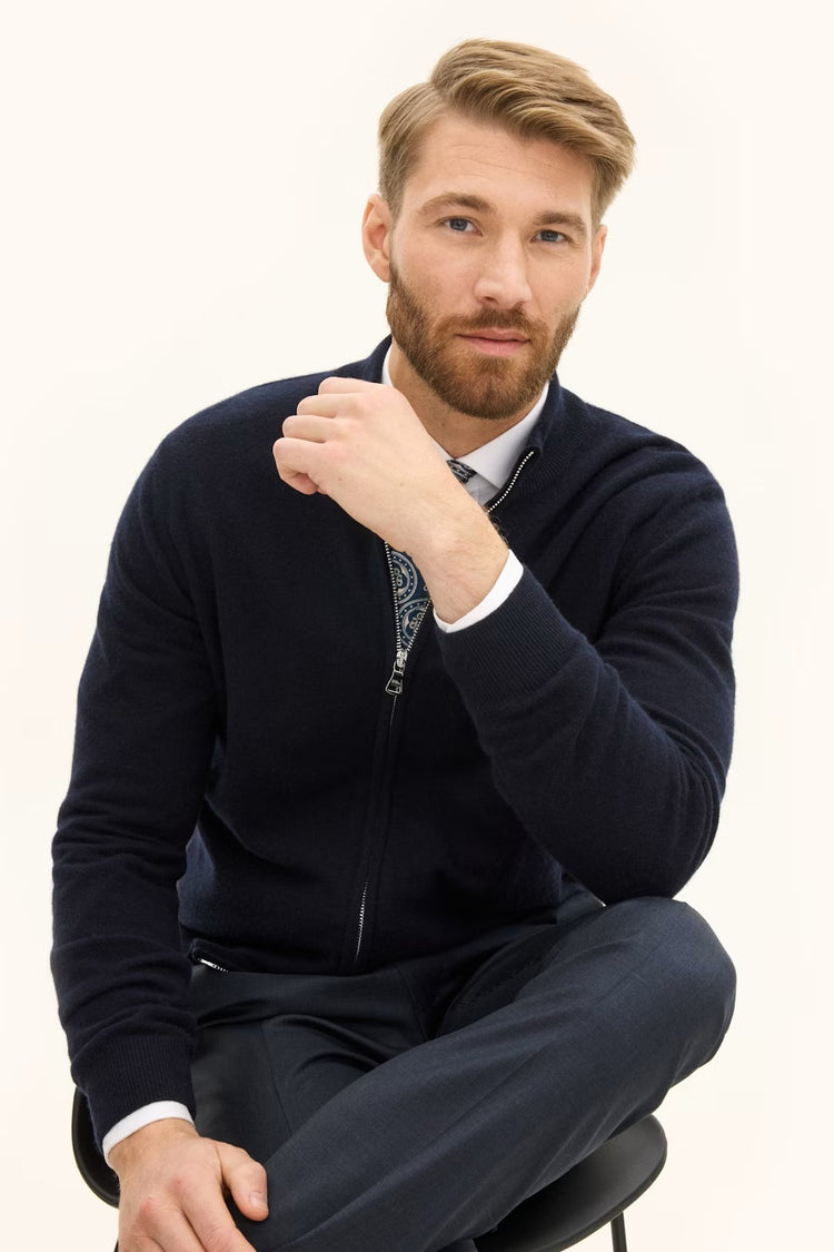 Regular Fit Cardigan Ull-Kashmir - Navy