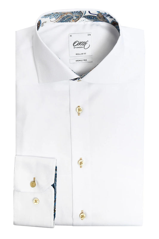 Skjorta Oscar of Sweden - 010 PLAIN WHITE
