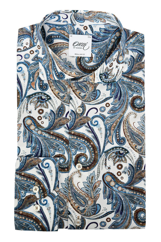 Skjorta Oscar of Sweden - 310 WHITE PRINT