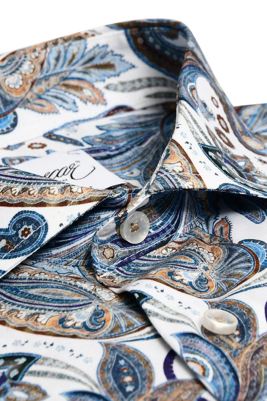 Skjorta Oscar of Sweden - 310 WHITE PRINT