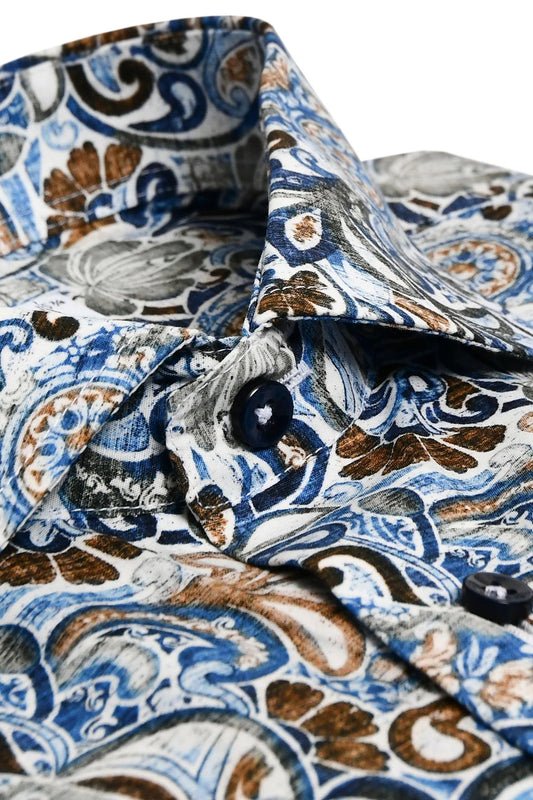 Skjorta Oscar of Sweden - 316 NAVY BLUE PRINT