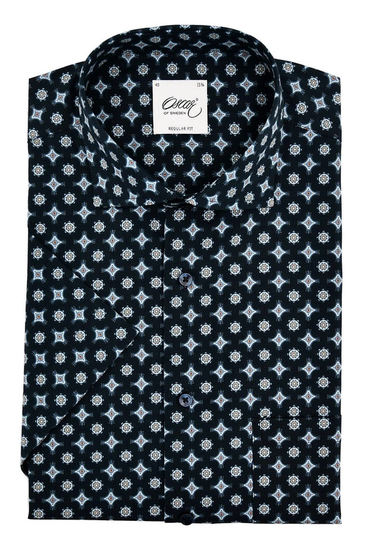 Skjorta Oscar of Sweden - 318 INDIGO BLUE PRINT