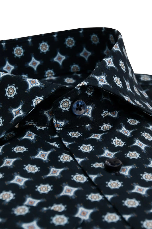 Skjorta Oscar of Sweden - 318 INDIGO BLUE PRINT