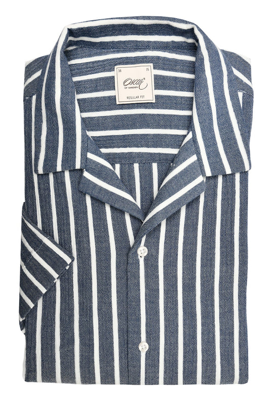 Skjorta Oscar of Sweden - 118 INDIGO BLUE STRIPE