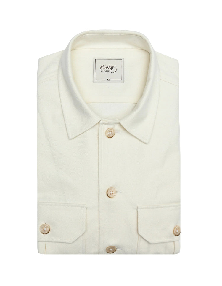 Overshirt i fisbensväv - Benvit