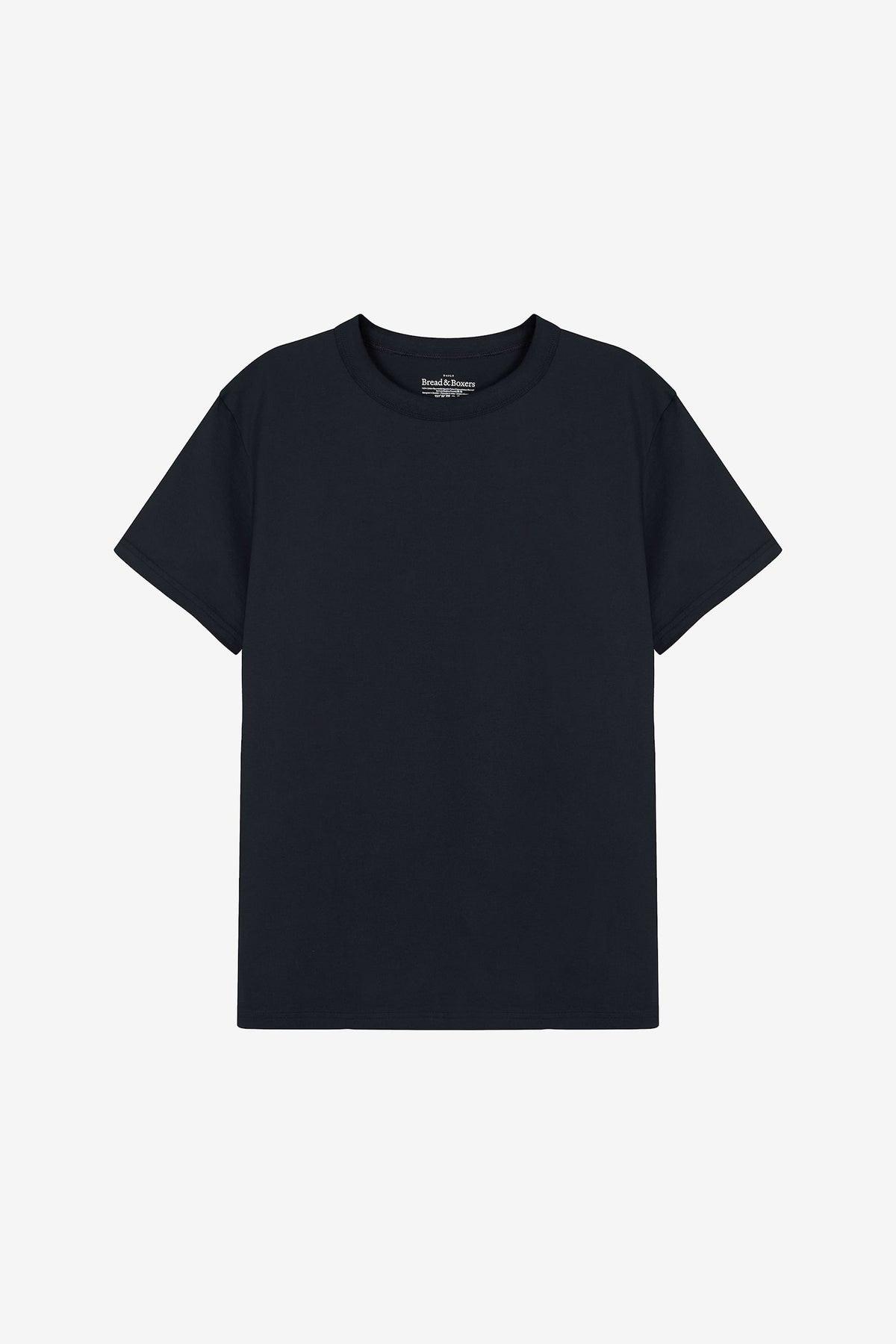 T-shirt i pimabomull med rund hals - Svart – närbild