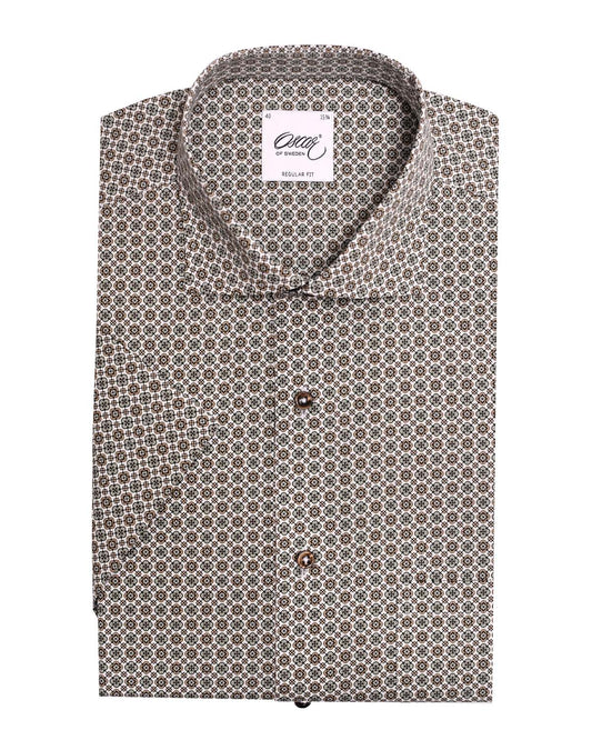 Oscar of Sweden beige skjorta med mönster regular fit herr