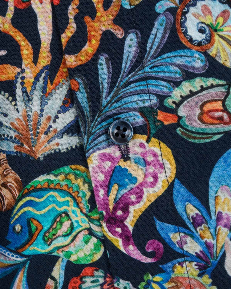 Skjorta Oscar of Sweden - Indigo print