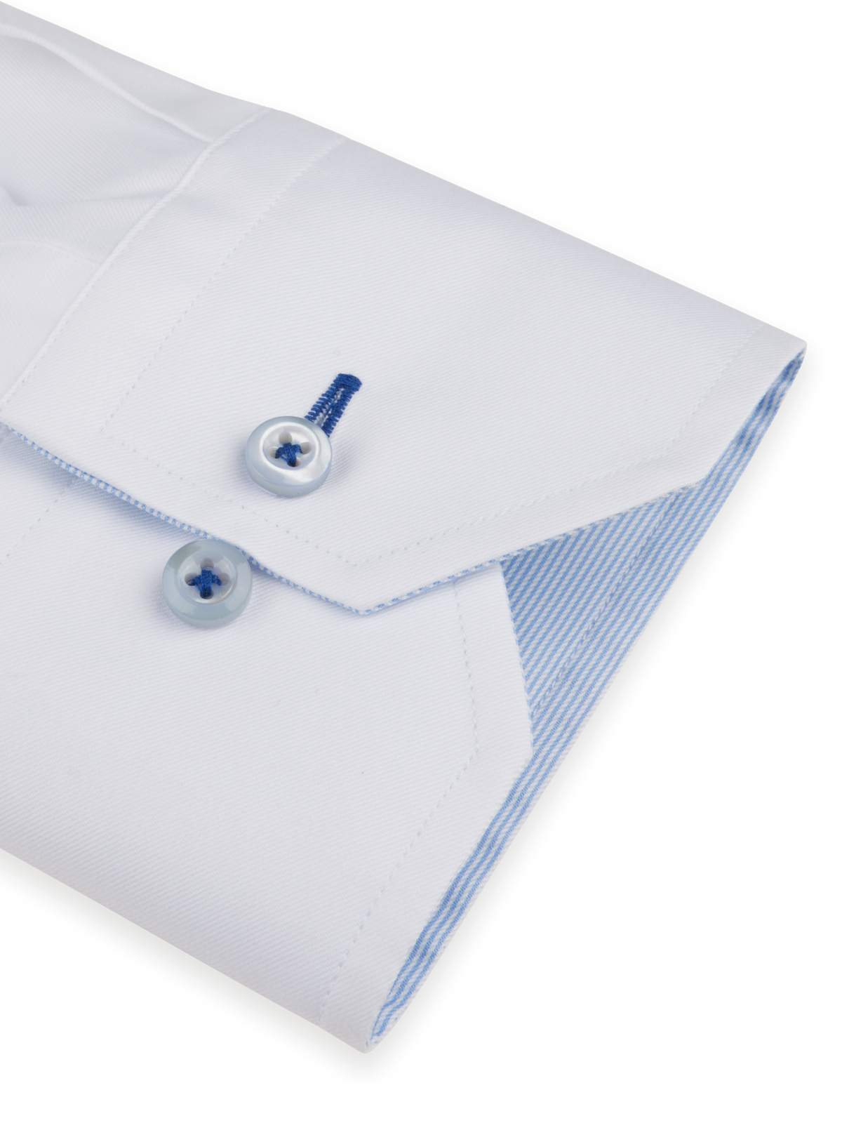 Kontrastskjorta i twill Slimline, extra långa ärmar - Vit – detalj