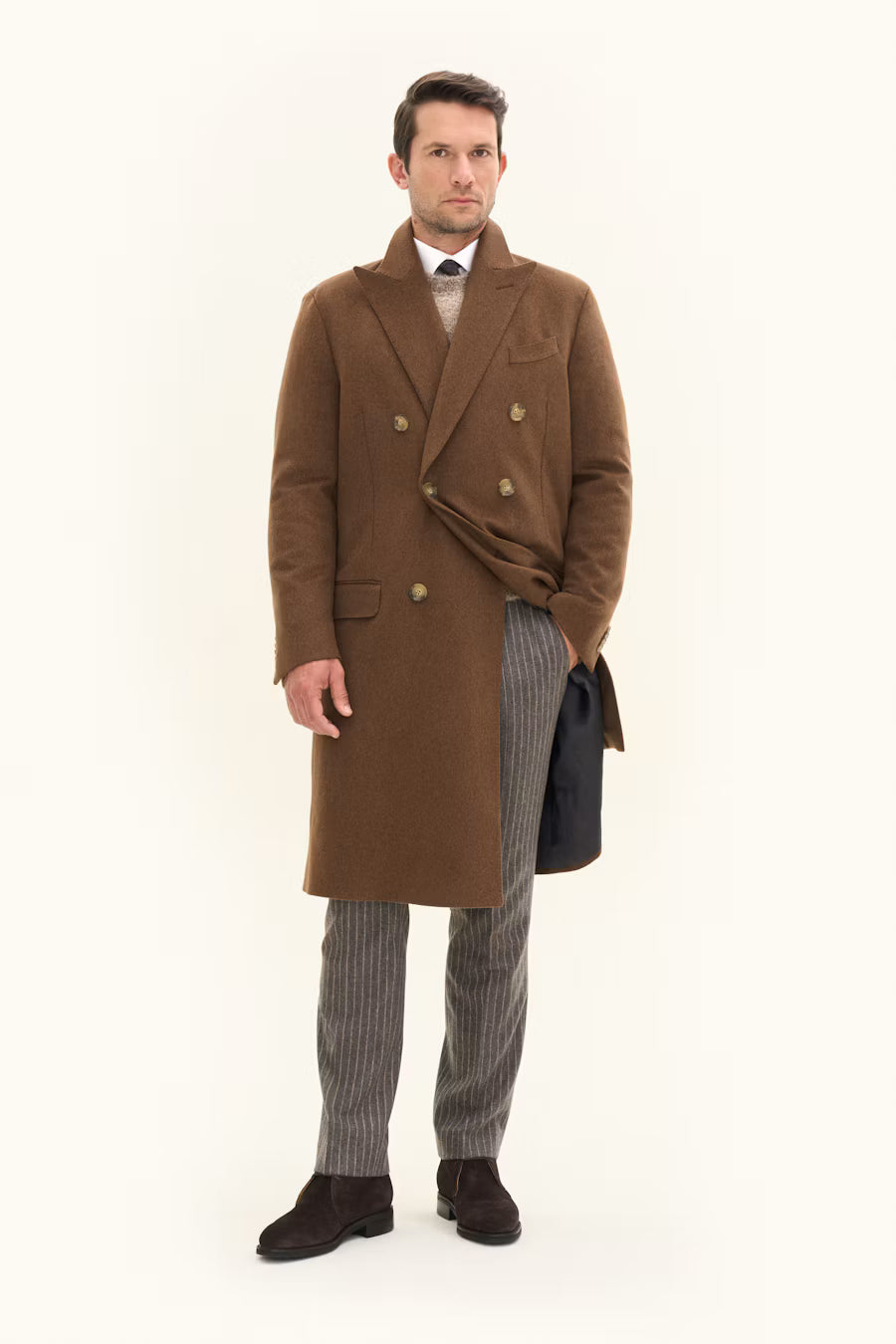 Sicily Double Breasted Coat - Brown Leaf