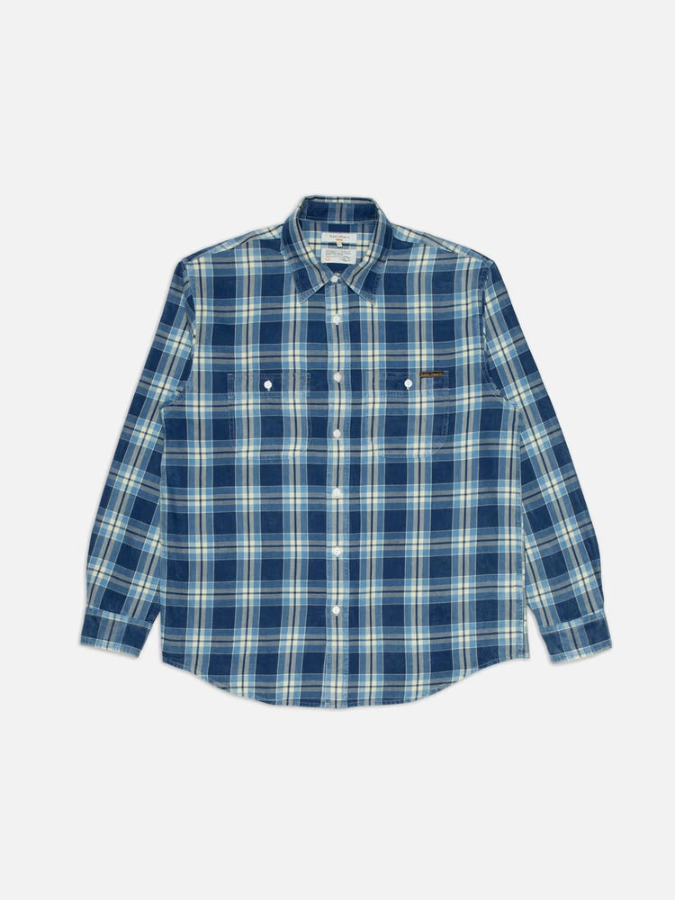 Julian Worker Shirt Checked - B21 Indigo
