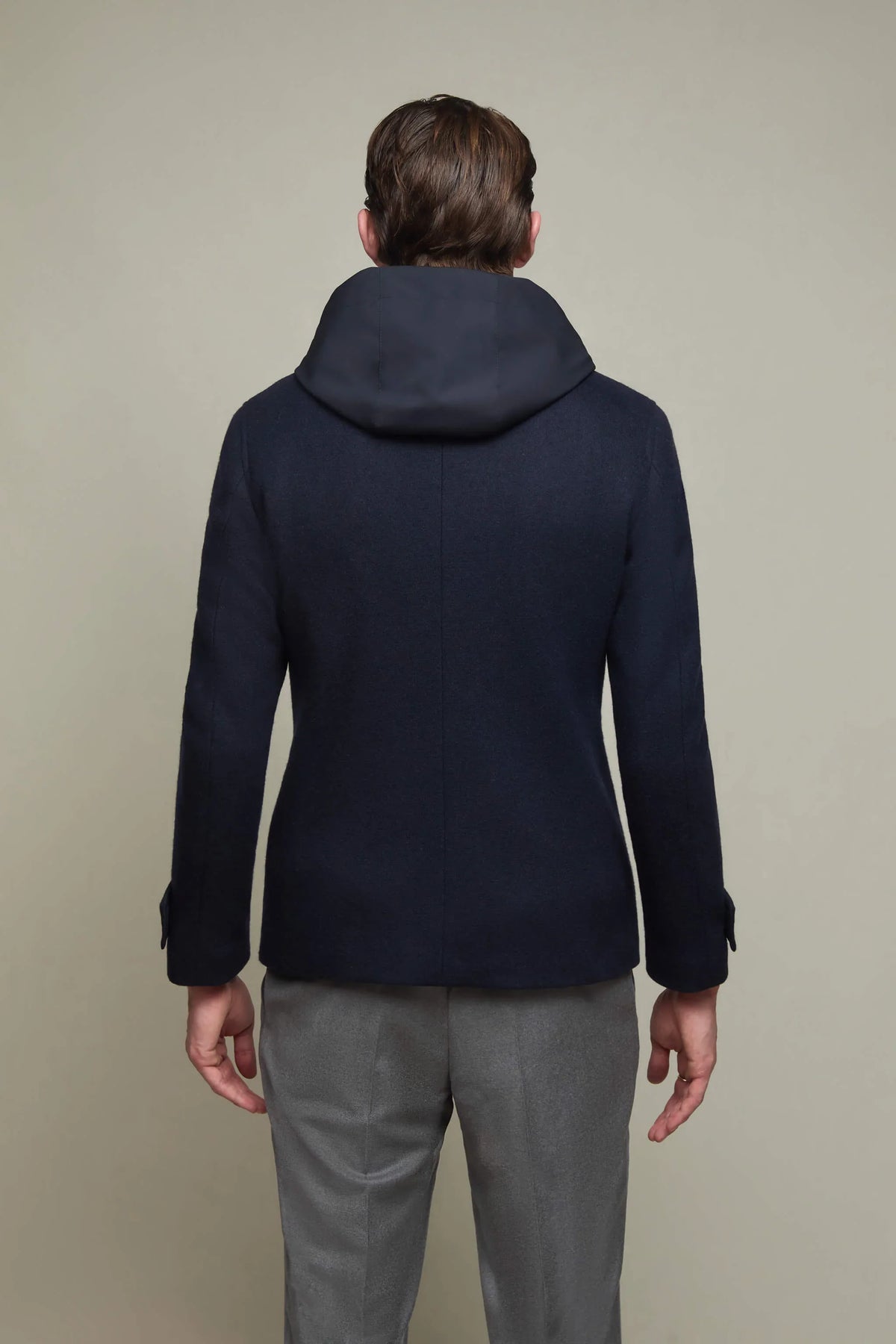 Peacoat med huva i blå jersey – bild 2