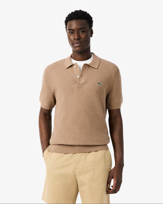 Classic Fit Knitted Polo Shirt - Beige