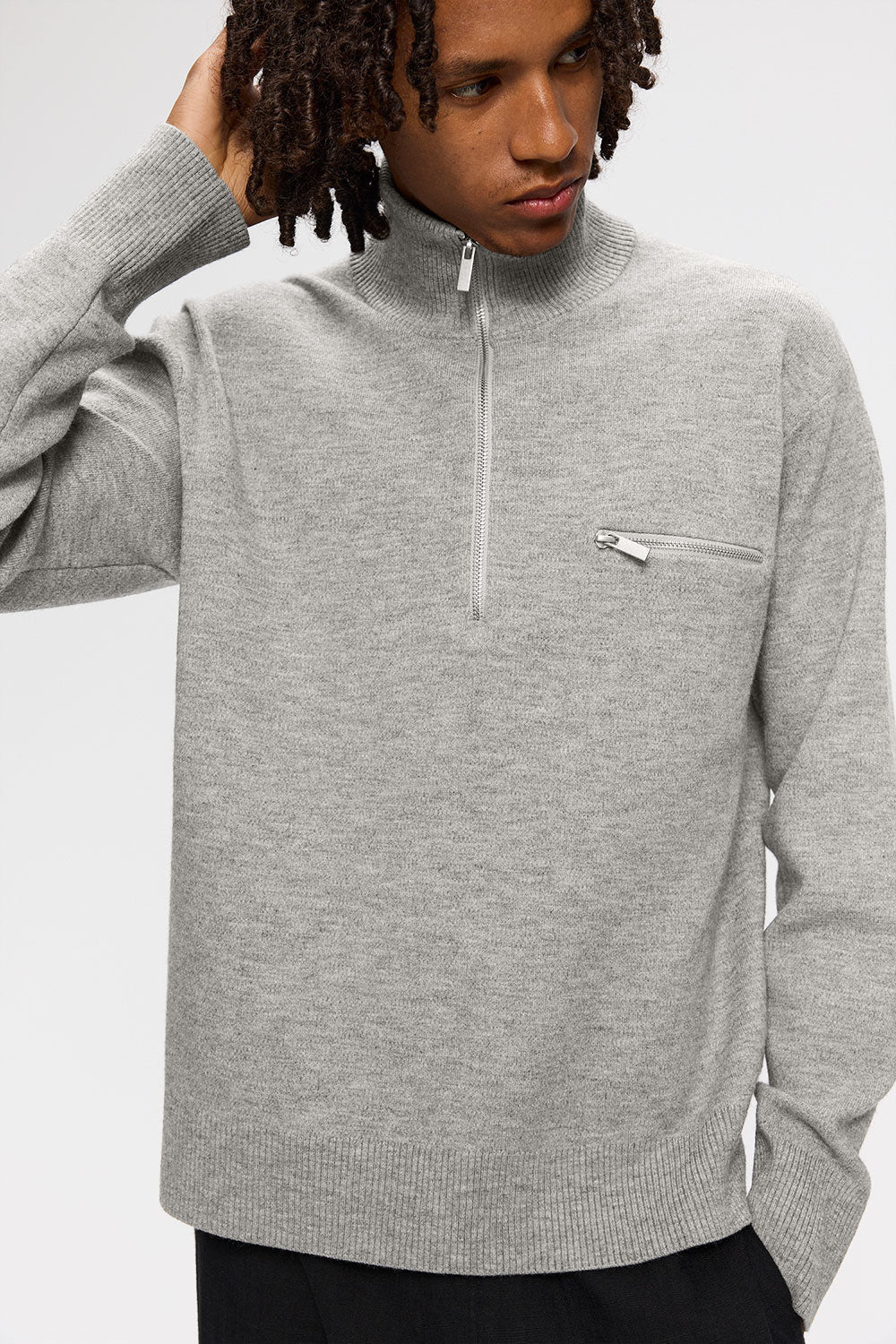 Agne stickad tröja - Grey melange