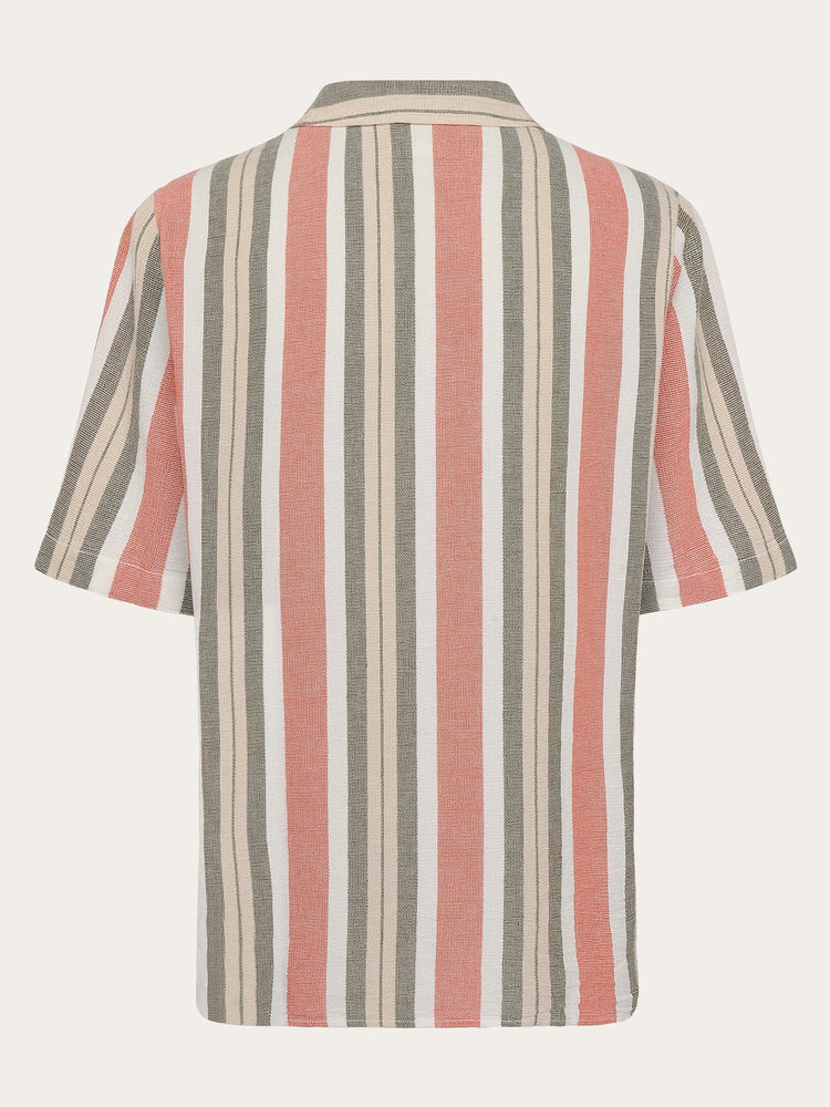 Box short sleeve striped cotton shirt GOTS/Vegan - 8023 Green stripe