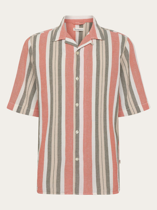Box short sleeve striped cotton shirt GOTS/Vegan - 8023 Green stripe