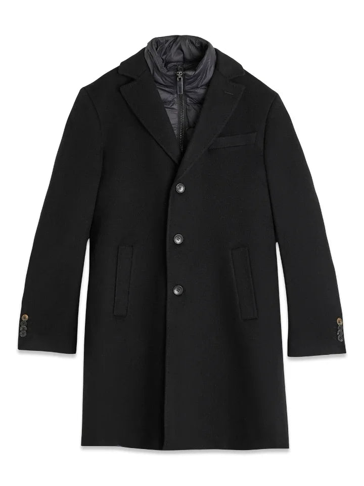 Wool Cashmere Tech Coat - Ebony Black – framsida