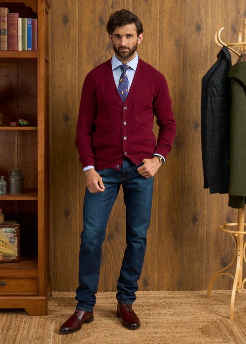Cornwall Saddle Shoulder Vee Cardigan - BOR