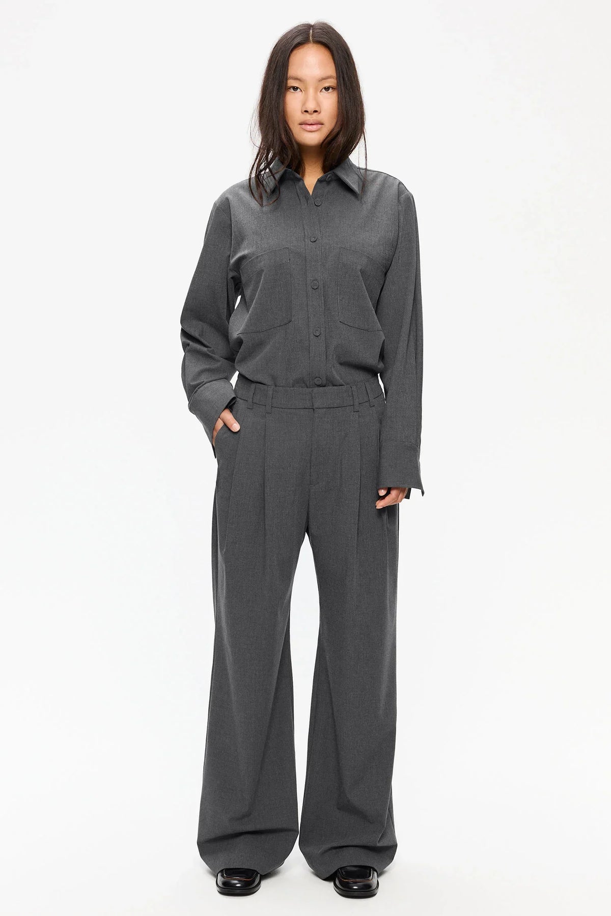 Elvine Dilay byxor i mid grey melange