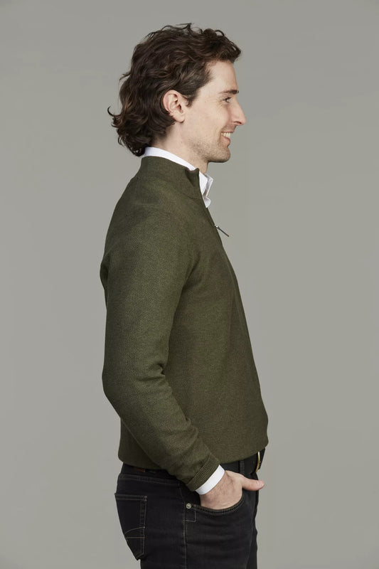 Half Zip Strukture Knit - Moss Green