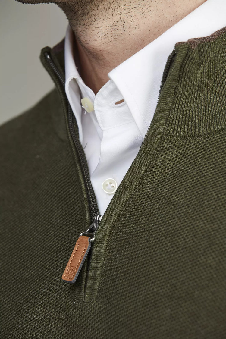 Half Zip Strukture Knit - Moss Green