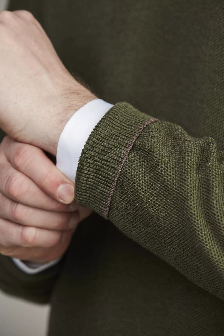 Half Zip Strukture Knit - Moss Green