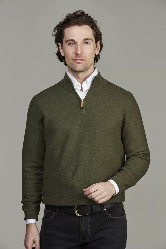 Half Zip Strukture Knit - Moss Green