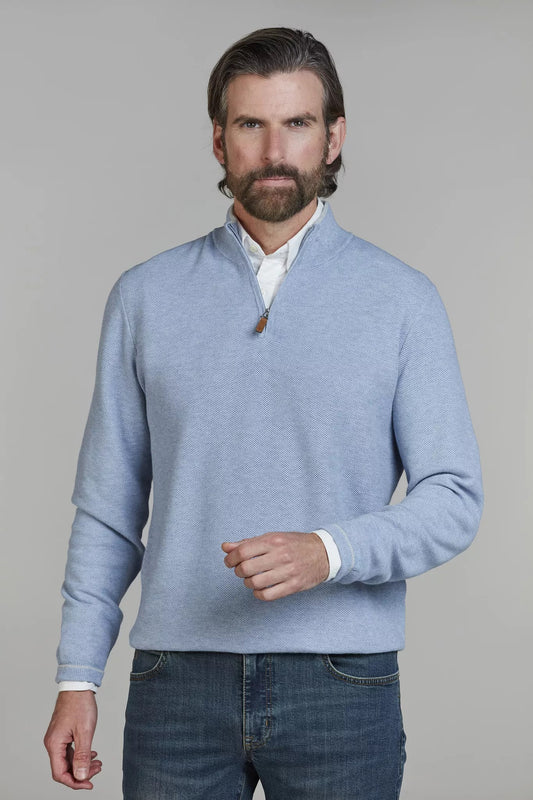 HALF ZIP STRUCTURE KNIT - BLUE 43