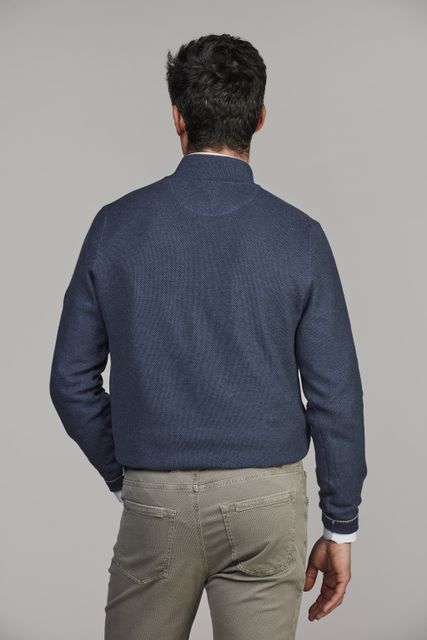HALF ZIP STRUCTURE KNIT - BLUE 46