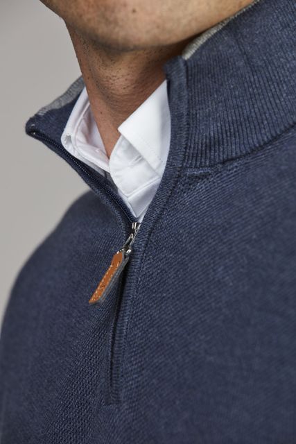 HALF ZIP STRUCTURE KNIT - BLUE 46