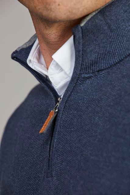 Hansen & Jacob Half Zip Structure Knit i blått