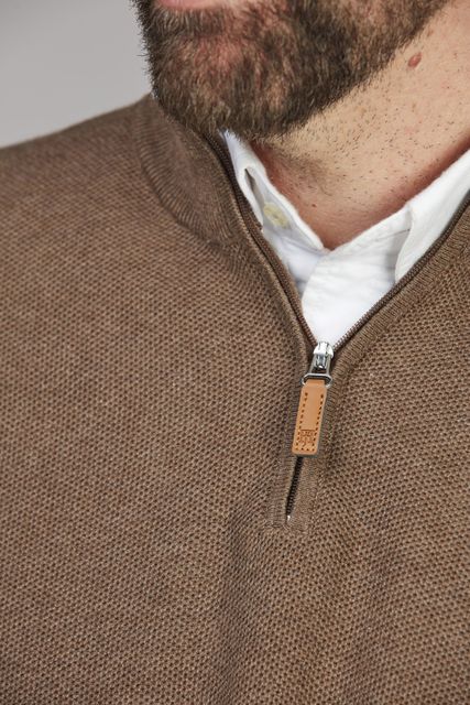 HALF ZIP STRUCTURE KNIT - BROWN 65
