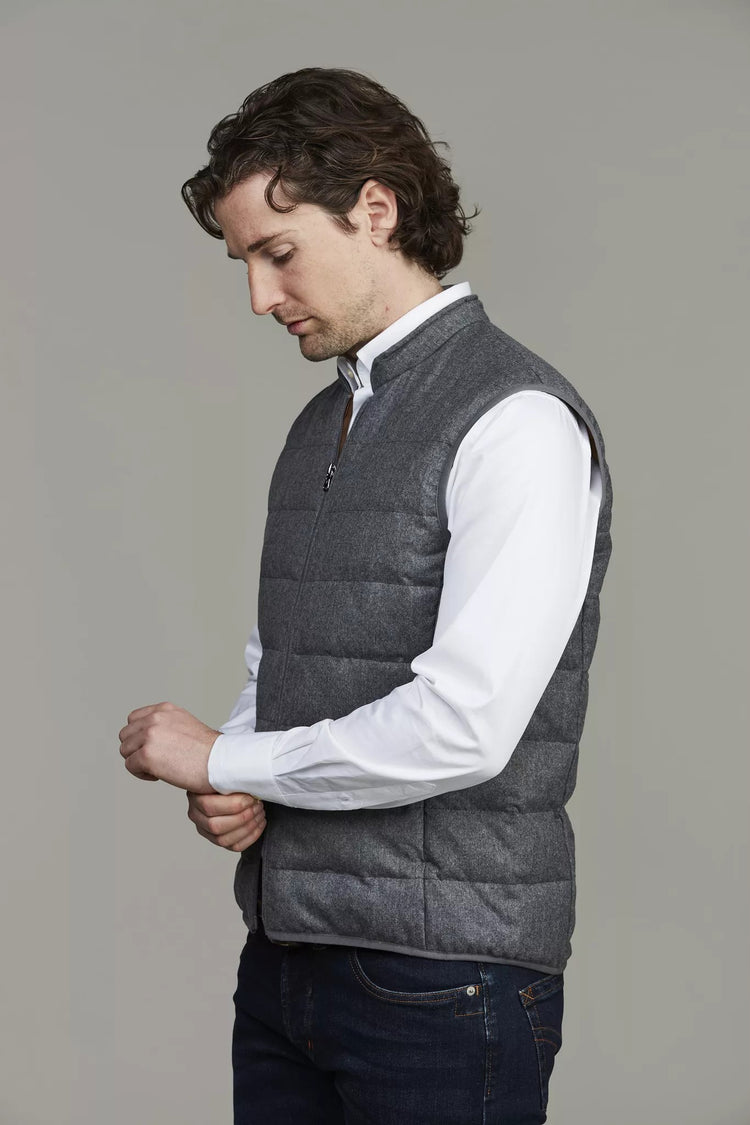 Light Down Wool Vest - Grey