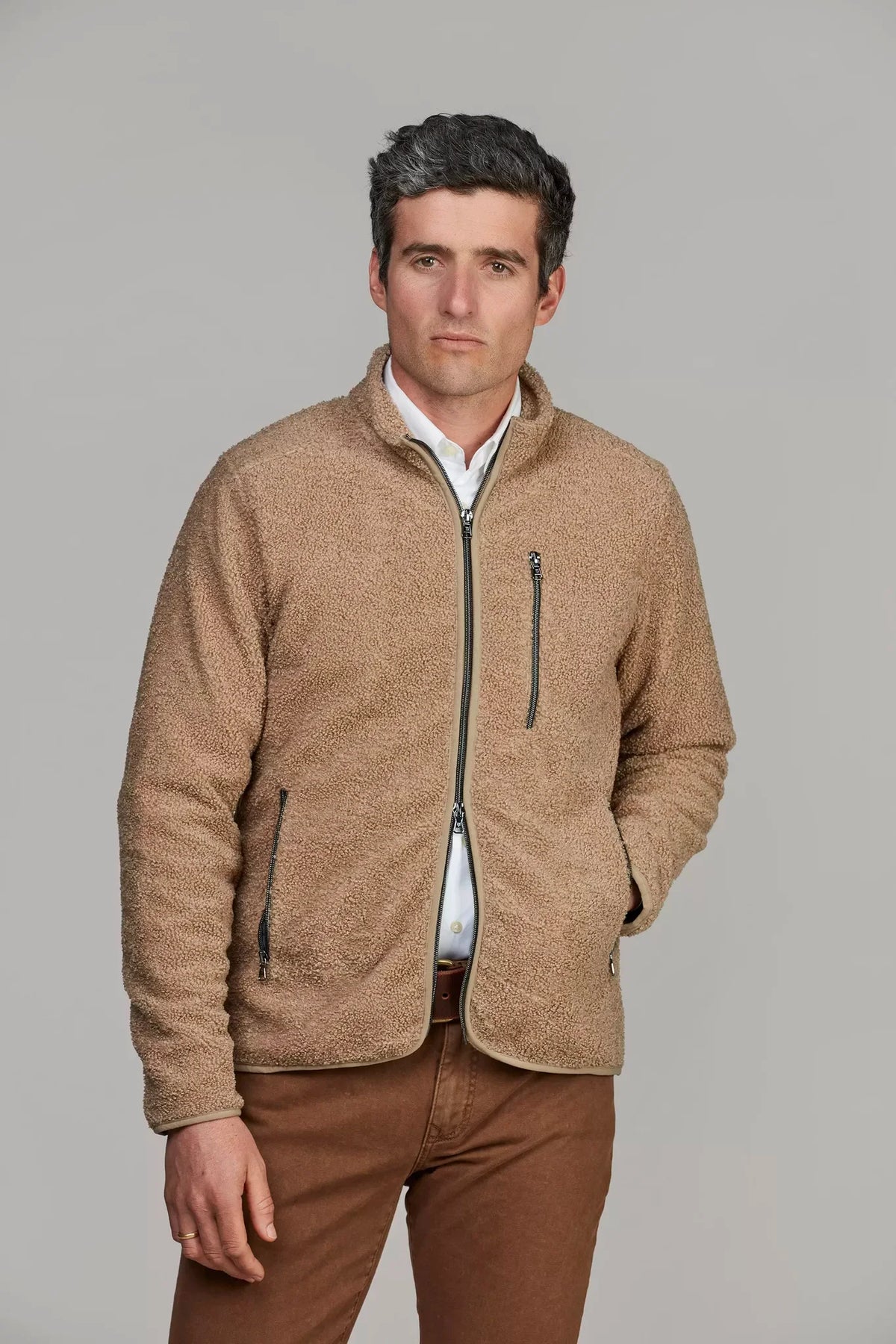 Hansen & Jacob pile fleece jacket i färgen mole