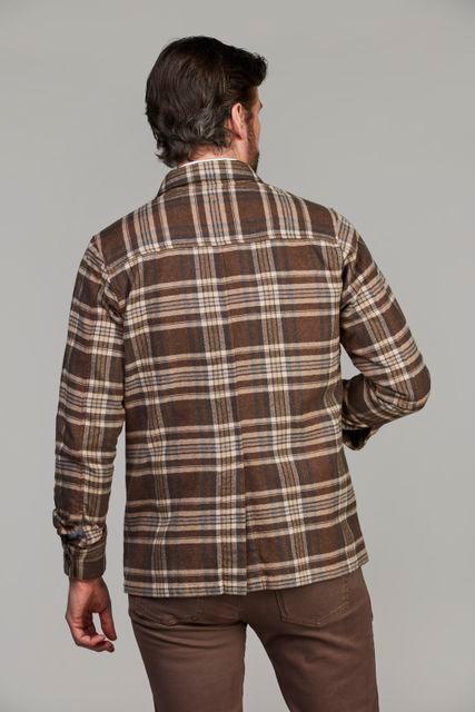 Hansen & Jacob Herringbone Check Overshirt i brun rutig design